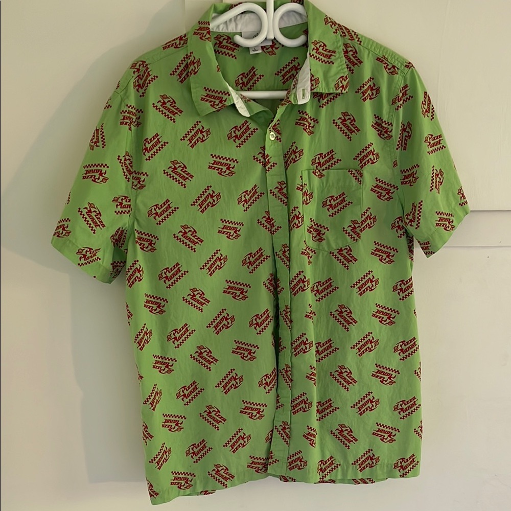 Toy Story pizza planet button up shirt